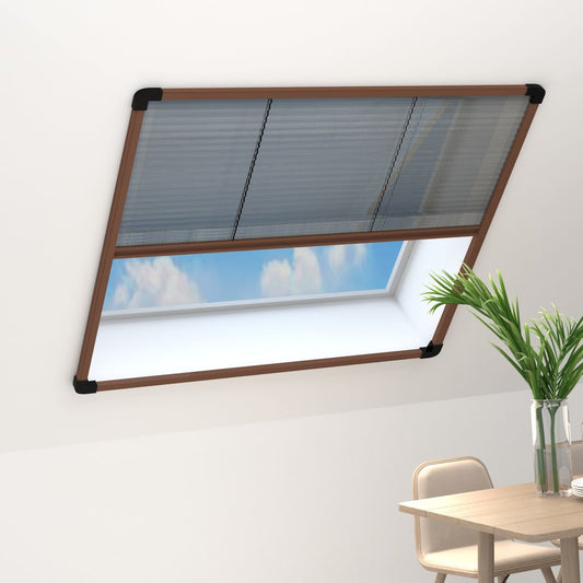 vidaXL Σήτα Παραθύρου Πλισέ Καφέ 120 x 120 εκ. από Αλουμίνιο