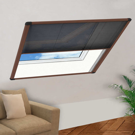 vidaXL Σήτα Παραθύρου Πλισέ Καφέ 120 x 120 εκ. από Αλουμίνιο