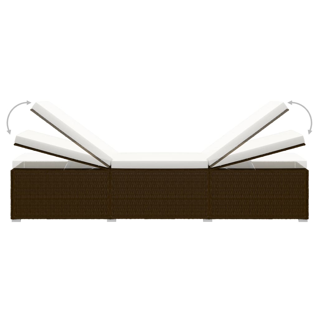 vidaXL Σετ Ξαπλώστρες με Τραπέζι 3 τεμ. Καφέ από Συνθετικό Ρατάν