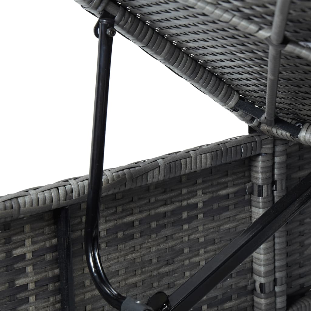 vidaXL Σετ Ξαπλώστρες με Τραπέζι 3 τεμ. Γκρι από Συνθετικό Ρατάν