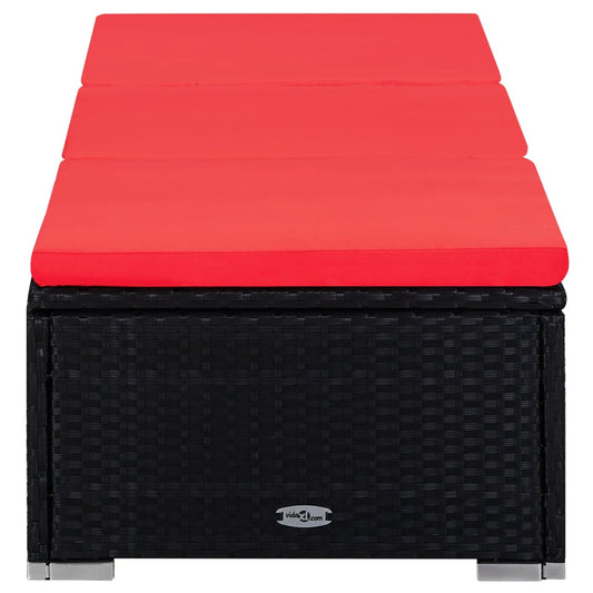 vidaXL Σετ Ξαπλώστρες με Τραπέζι 3 τεμ. Μαύρο από Συνθετικό Ρατάν