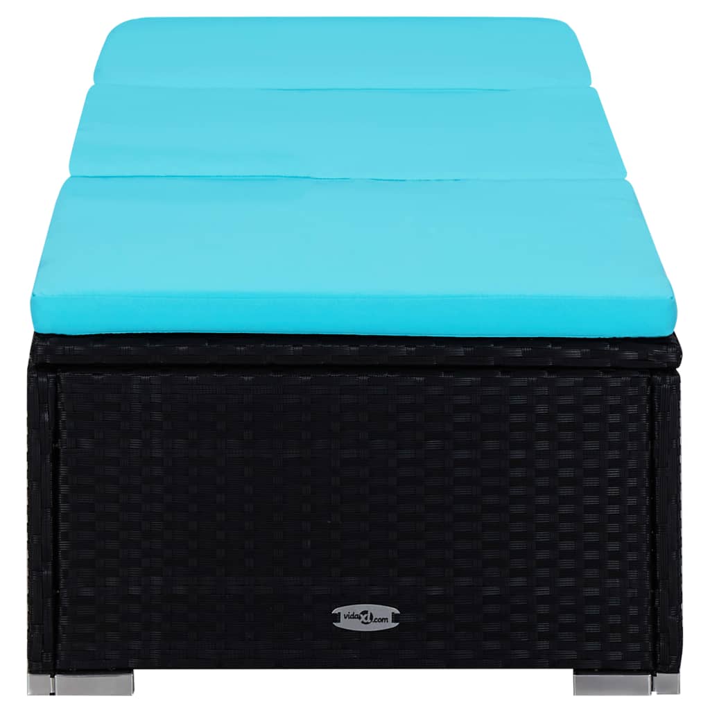 vidaXL Σετ Ξαπλώστρες με Τραπέζι 3 τεμ. Μαύρο από Συνθετικό Ρατάν