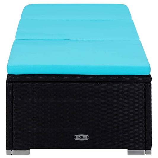 vidaXL Σετ Ξαπλώστρες με Τραπέζι 3 τεμ. Μαύρο από Συνθετικό Ρατάν