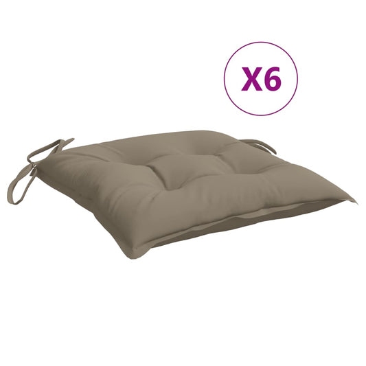 vidaXL Μαξιλάρια Καρέκλας Κήπου 6 τεμ. Taupe 50x50x7 εκ. Oxford Ύφασμα