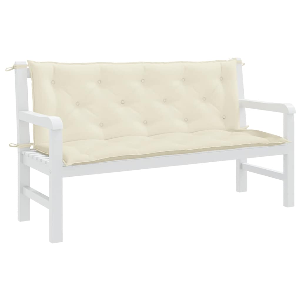 vidaXL Μαξιλάρι Πάγκου Κήπου Κρεμ Λευκό 150x(50+50)x7εκ. Ύφασμα Oxford