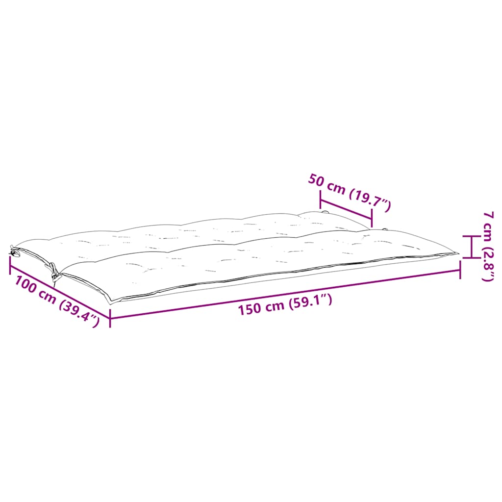 vidaXL Μαξιλάρι Πάγκου Κήπου Μπεζ 150x(50+50)x7 εκ. Ύφασμα Oxford