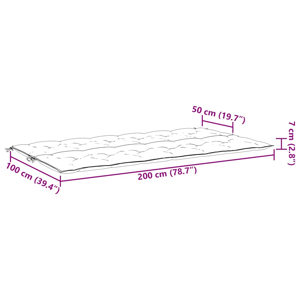 vidaXL Μαξιλάρι Πάγκου Κήπου Μπορντό 200x(50+50)x7 εκ. Ύφασμα Oxford