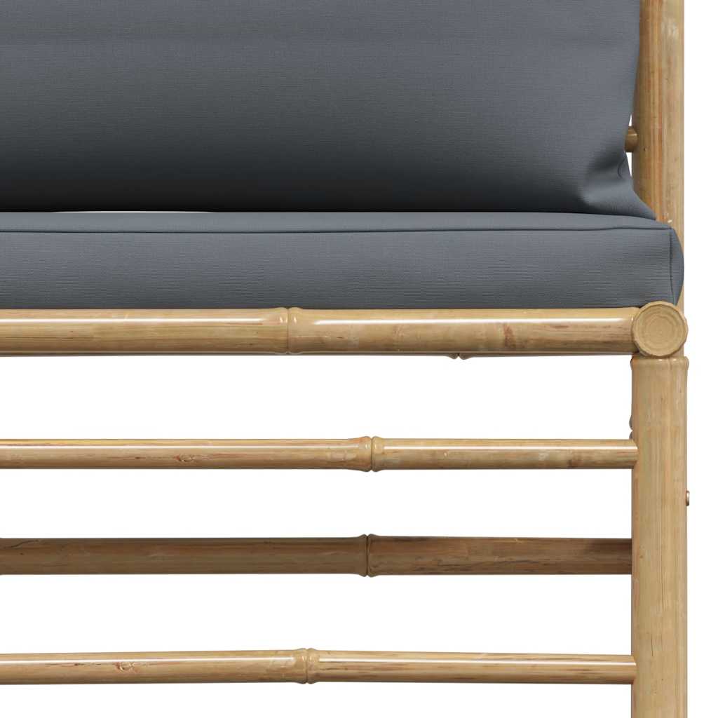 vidaXL Σαλόνι Κήπου 2 Τεμαχίων από Μπαμπού με Σκούρα Γκρι Μαξιλάρια