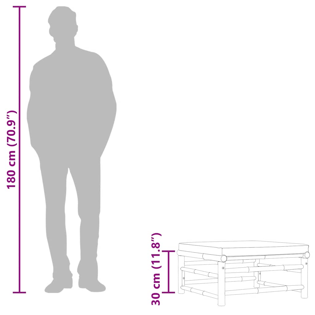vidaXL Υποπόδιο/Σκαμπό Κήπου από Μπαμπού με Σκούρο Γκρι Μαξιλάρι