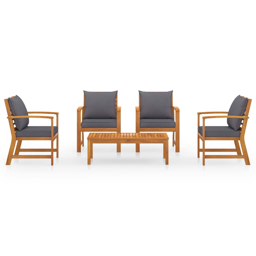 vidaXL Σαλόνι Κήπου 5 Τεμαχίων από Μασίφ Ξύλο Ακακίας με Μαξιλάρια