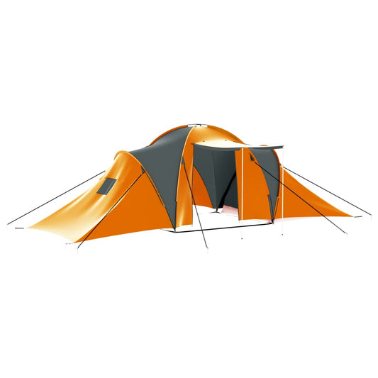 vidaXL Σκηνή Camping 9 Ατόμων Γκρι / Πορτοκαλί Υφασμάτινη