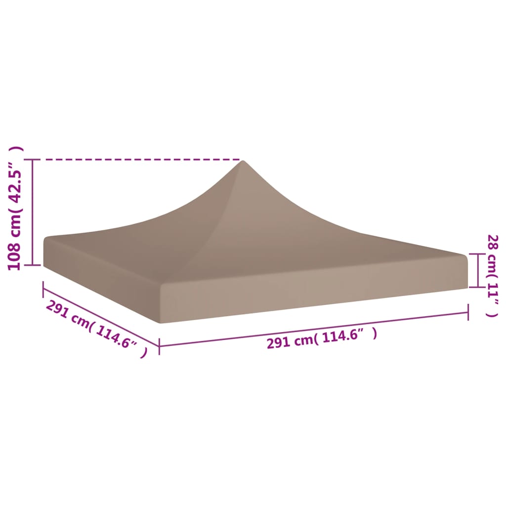 vidaXL Κάλυμμα Τέντας Εκδηλώσεων Taupe 3 x 3 μ. 270 γρ/μ²