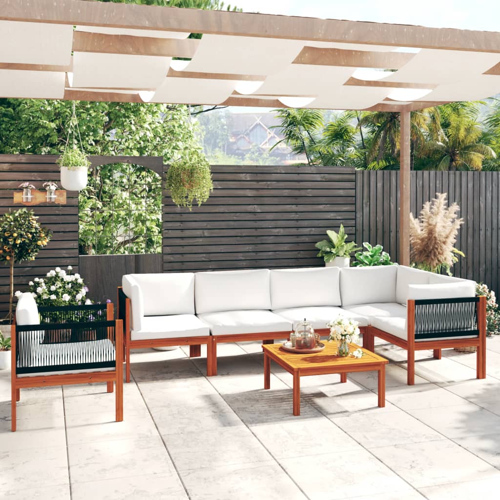 vidaXL Σετ Σαλόνι Κήπου 7 Τεμαχίων με Μαξιλάρια, Μπεζ 63x63 εκ.