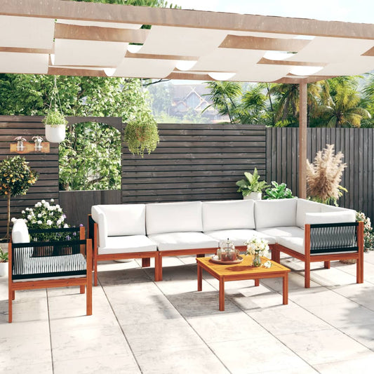 vidaXL Σετ Σαλόνι Κήπου 7 Τεμαχίων με Μαξιλάρια, Μπεζ 63x63 εκ.