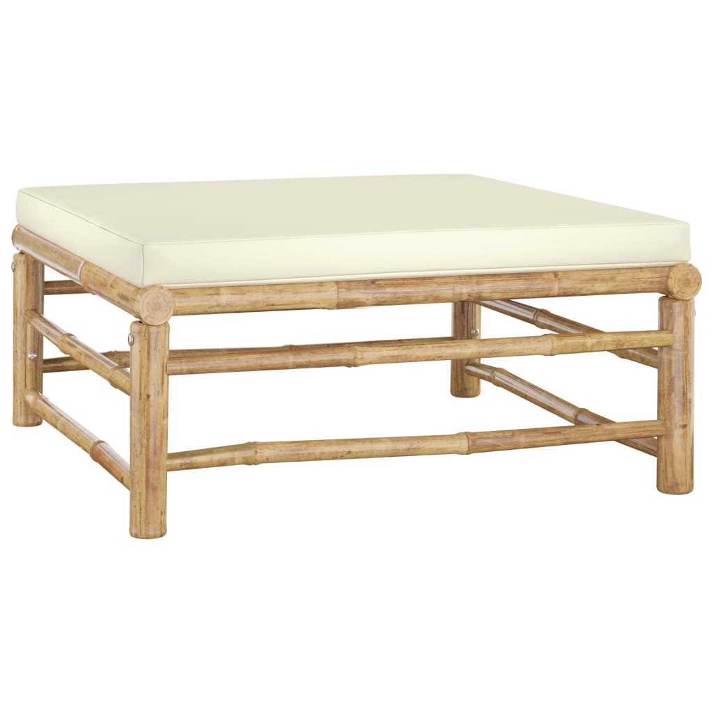 vidaXL Σαλόνι Κήπου Σετ 6 τεμ. από Μπαμπού με Λευκά Κρεμ Μαξιλάρια