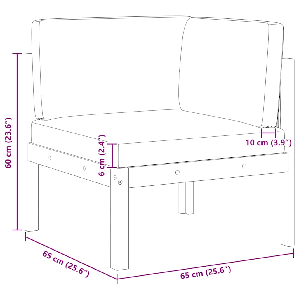 vidaXL Καναπές Κήπου Γωνιακός από Μασίφ Ξύλο Ακακίας με Μαξιλάρια