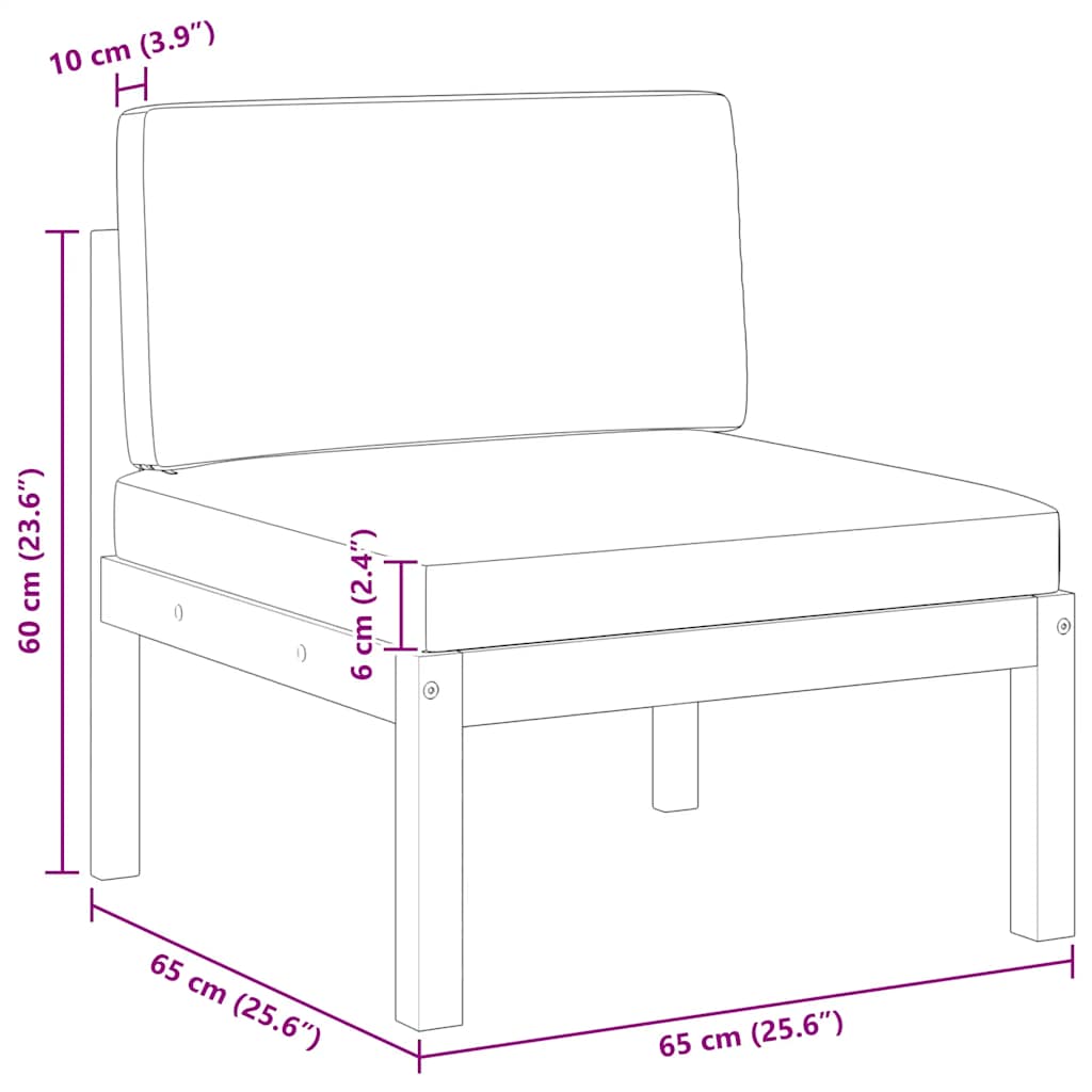 vidaXL Καναπές Κήπου Μεσαίος από Μασίφ Ξύλο Ακακίας με Μαξιλάρια