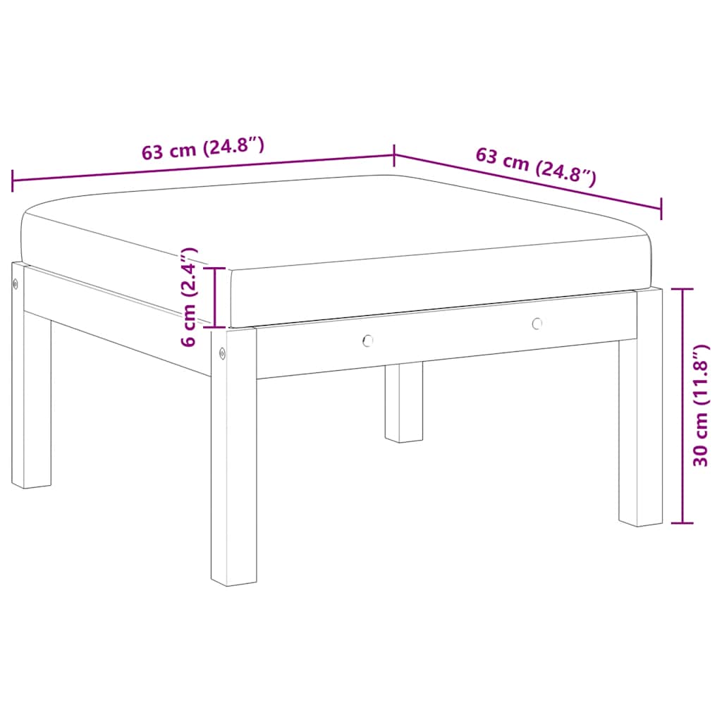 vidaXL Υποπόδιο Κήπου από Μασίφ Ξύλο Ακακίας με Μαξιλάρι