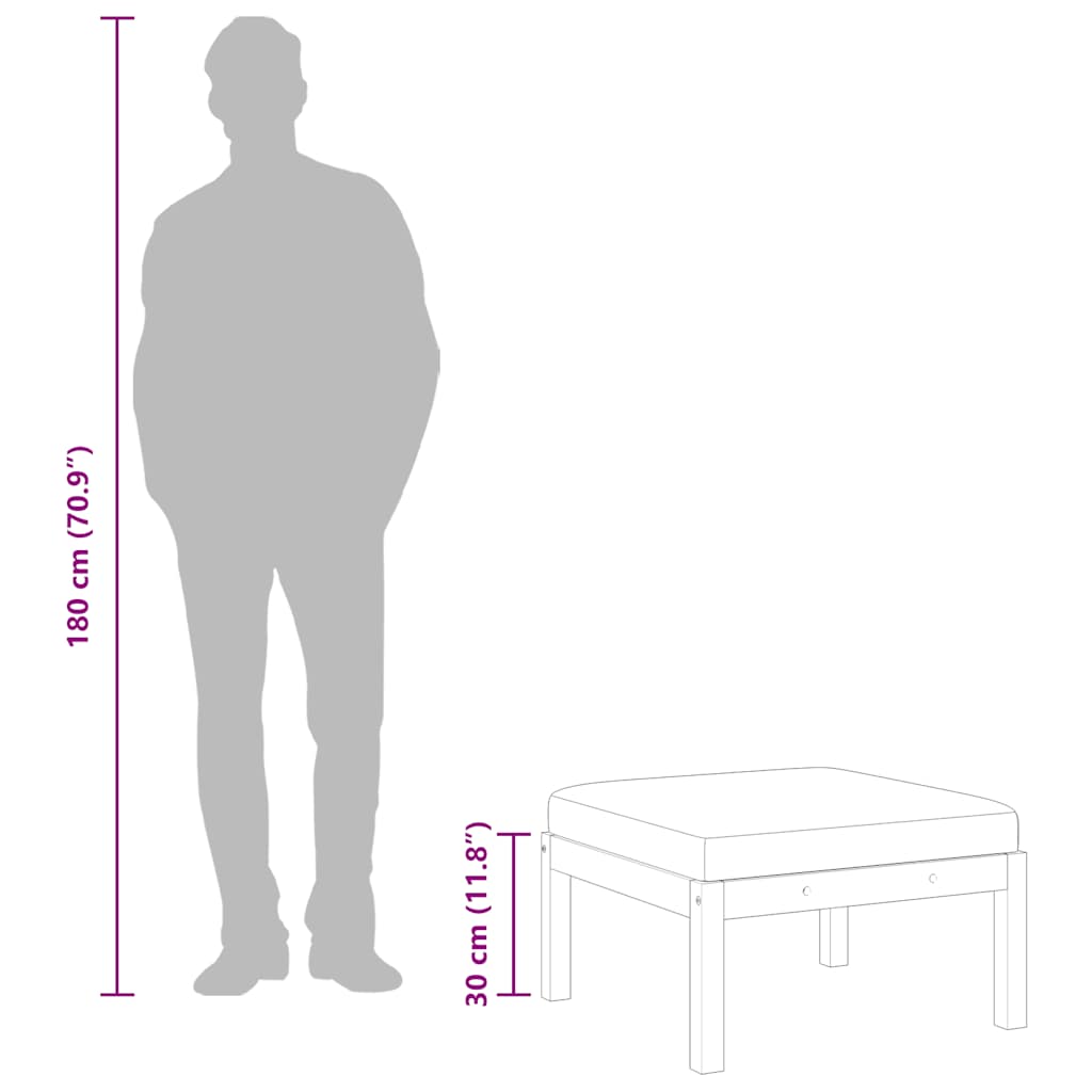 vidaXL Υποπόδιο Κήπου από Μασίφ Ξύλο Ακακίας με Μαξιλάρι