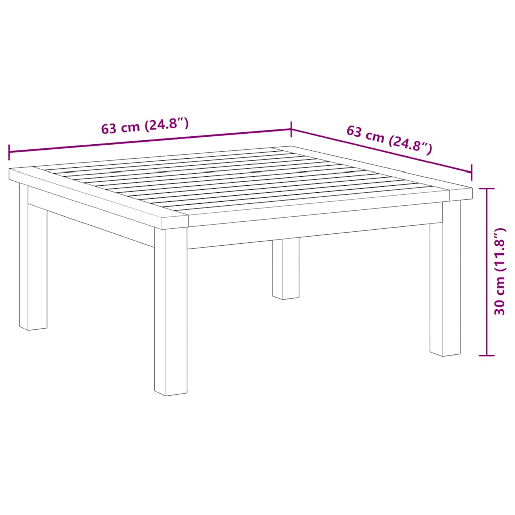vidaXL Τραπεζάκι Σαλονιού Κήπου 63x63x30 εκ. από Μασίφ Ξύλο Ακακίας