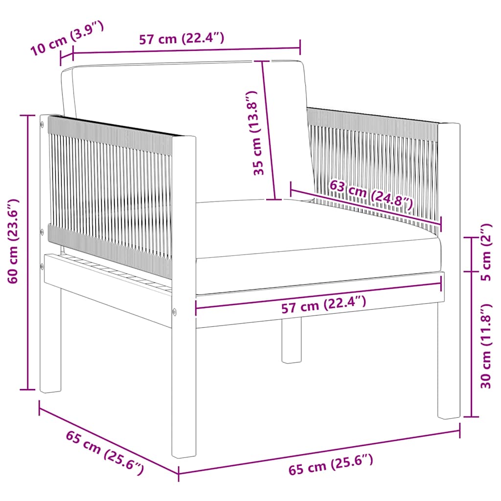 vidaXL Πολυθρόνα Κήπου από Μασίφ Ξύλο Ακακίας με Μαξιλάρι