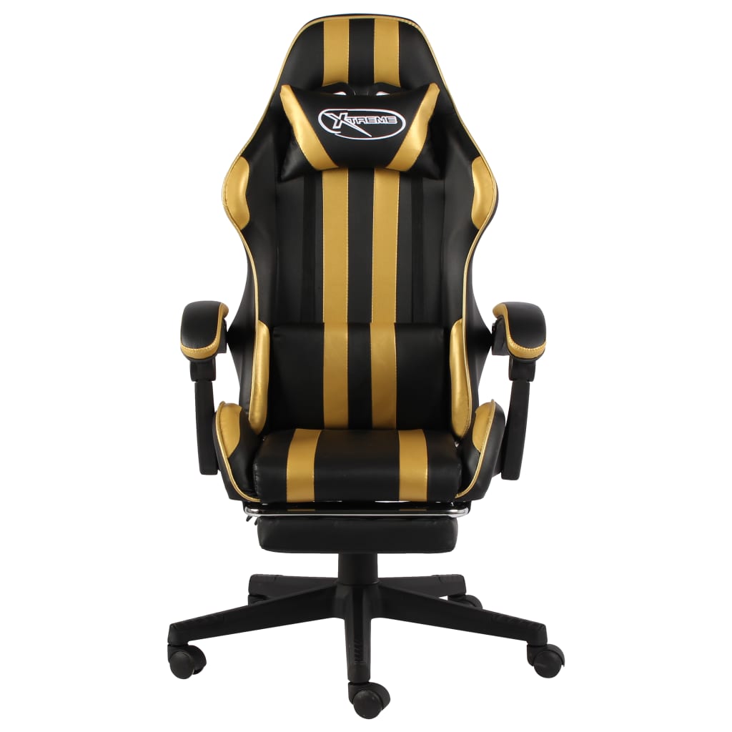 vidaXL Καρέκλα Racing με Υποπόδιο Μαύρο / Χρυσό από Συνθετικό Δέρμα