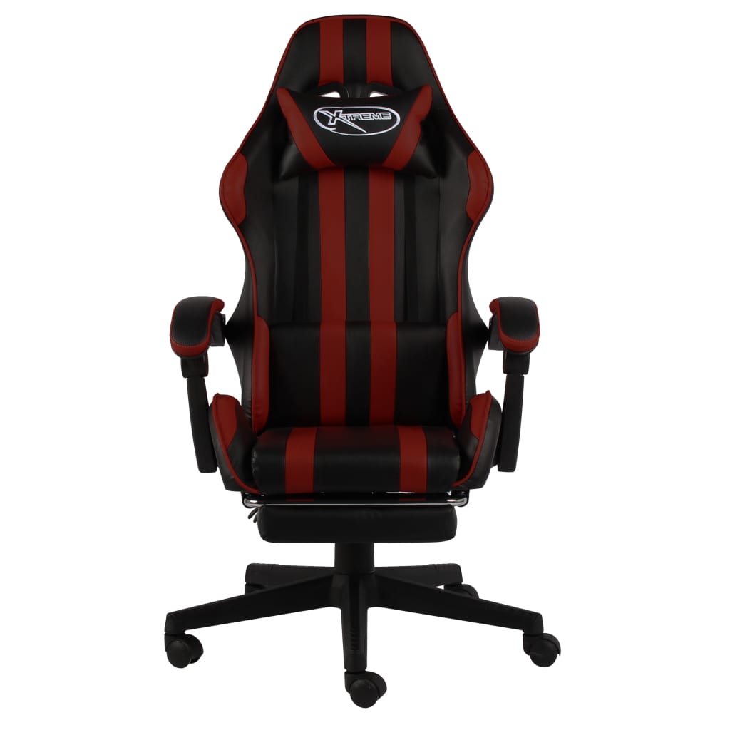 vidaXL Καρέκλα Racing με Υποπόδιο Μαύρο / Μπορντό από Συνθετικό Δέρμα