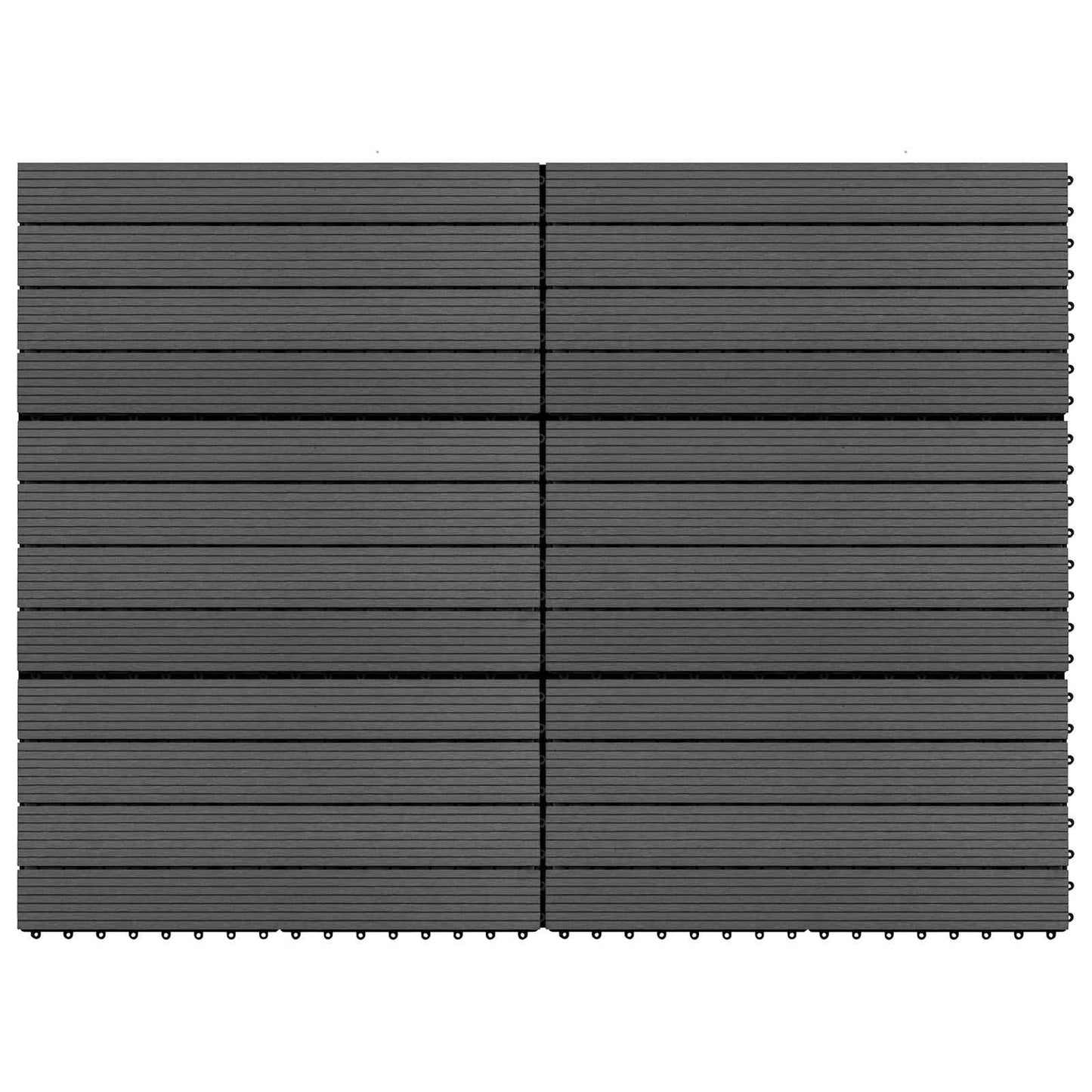 vidaXL Πλακάκι Δαπέδου 6 pcs Μαύρο 60 x 30 cm WPC