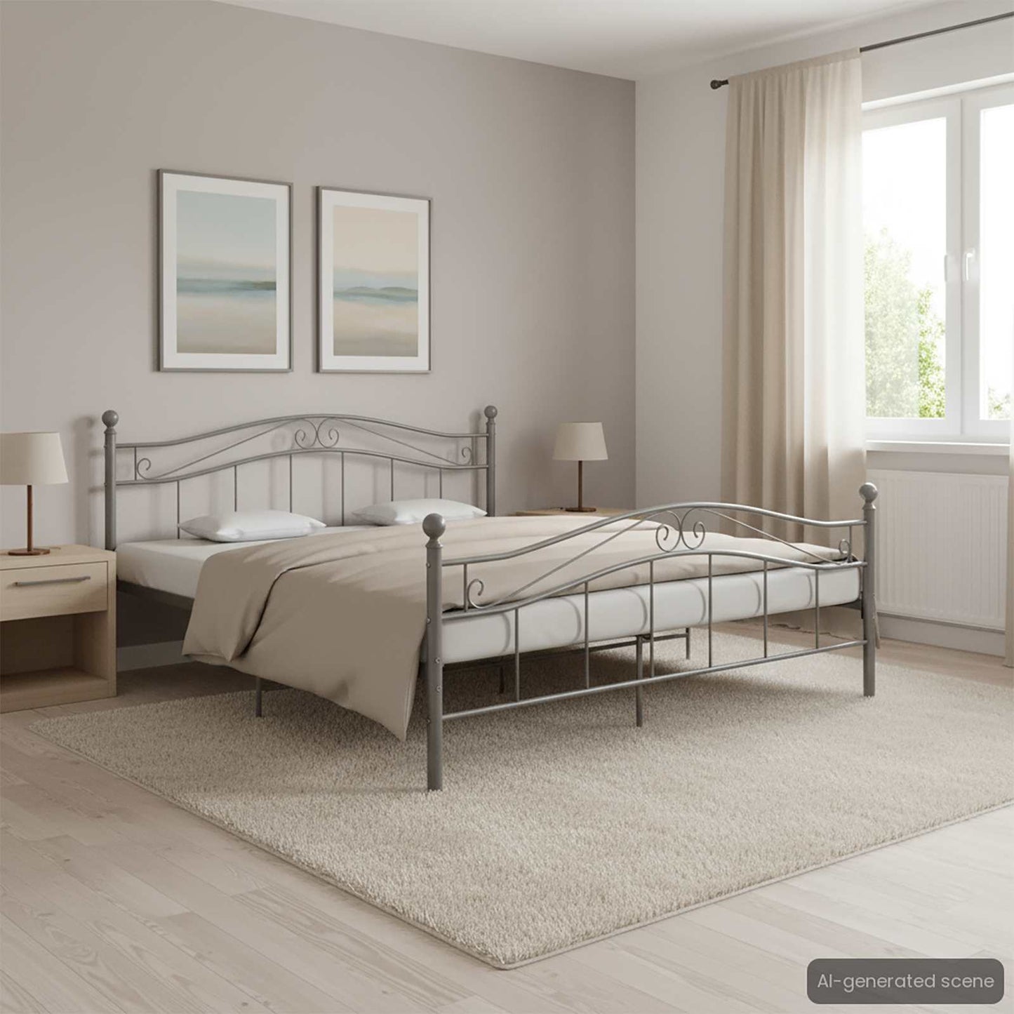 vidaXL Σκελετός Κρεβ. Χωρίς Στρώμα Γκρι 140 x 200 εκ. Μεταλλικό