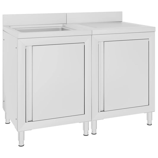 vidaXL Λάντζα Κλειστή με Ερμάριο 120 x 60 x 96 εκ. Ανοξείδωτο Ατσάλι