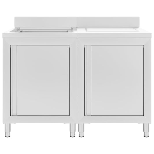 vidaXL Λάντζα Κλειστή με Ερμάριο 120 x 60 x 96 εκ. Ανοξείδωτο Ατσάλι