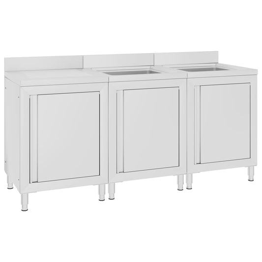 vidaXL Λάντζα Κλειστή με Ερμάριο 180 x 60 x 96 εκ. Ανοξείδωτο Ατσάλι