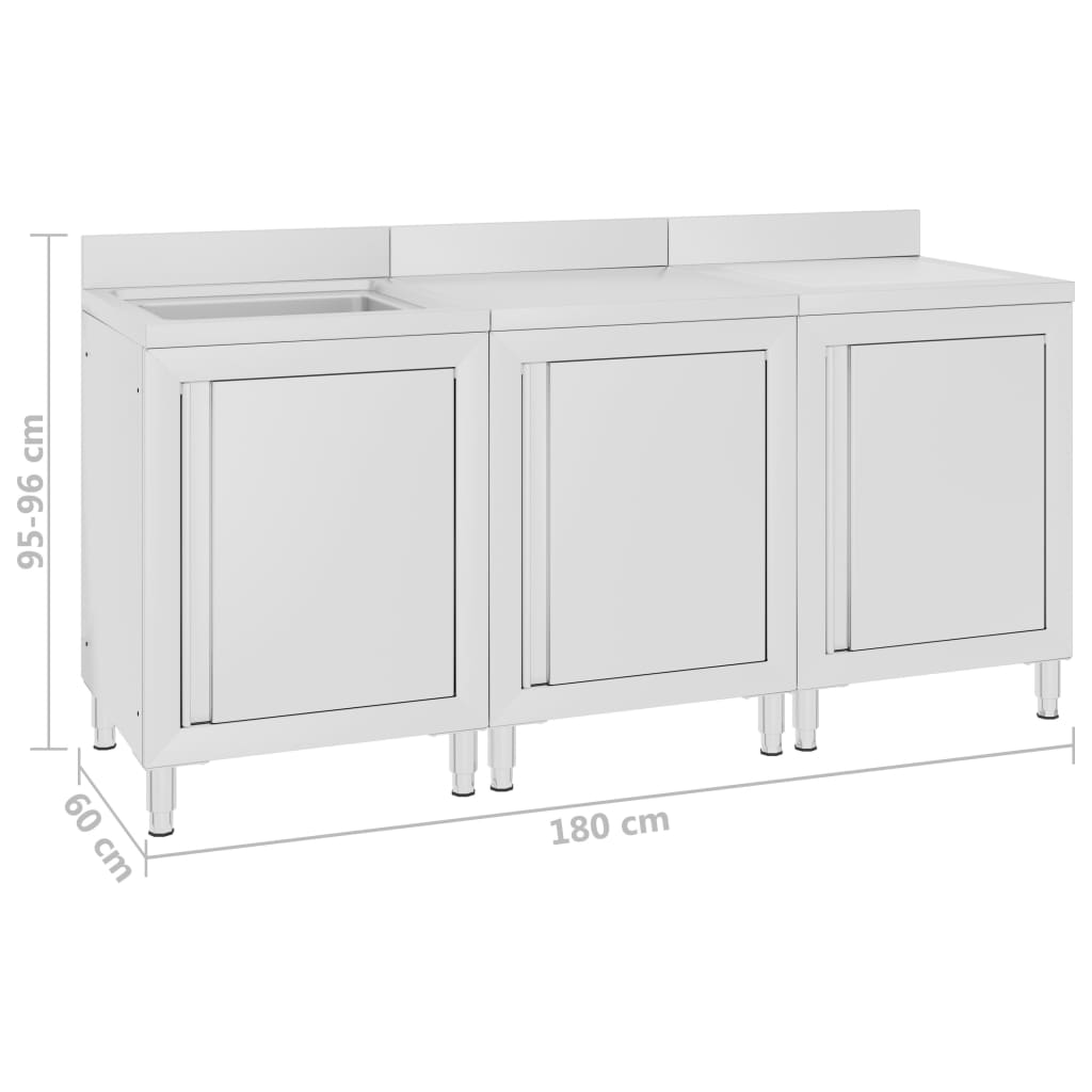 vidaXL Λάντζα Κλειστή με Ερμάριο 180 x 60 x 96 εκ. Ανοξείδωτο Ατσάλι
