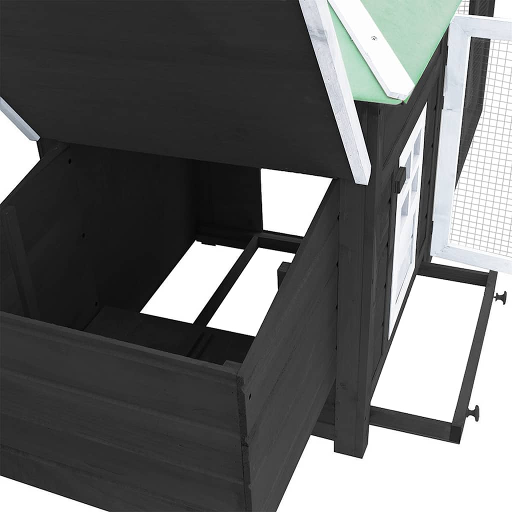 vidaXL Κοτέτσι με Κουτί Ωοτοκίας Γκρι 190x72x102 εκ. Μασίφ Ξύλο Ελάτης