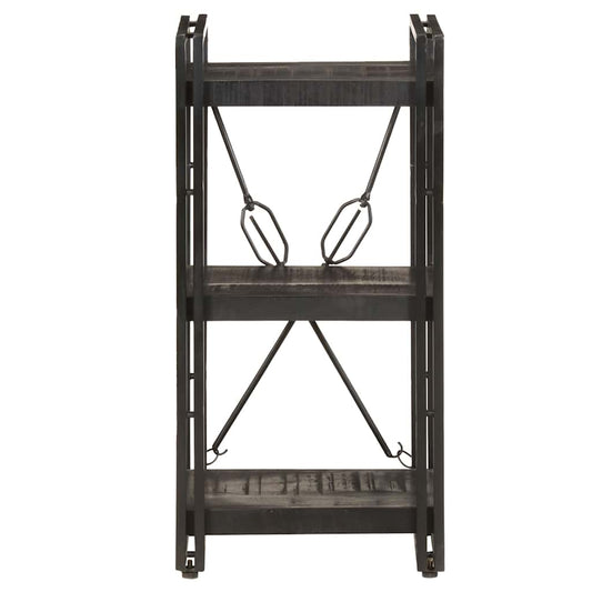 vidaXL Βιβλιοθήκη με 3 Επίπεδα Μαύρη 40x30x80 εκ. Μασίφ Ξύλο Μάνγκο