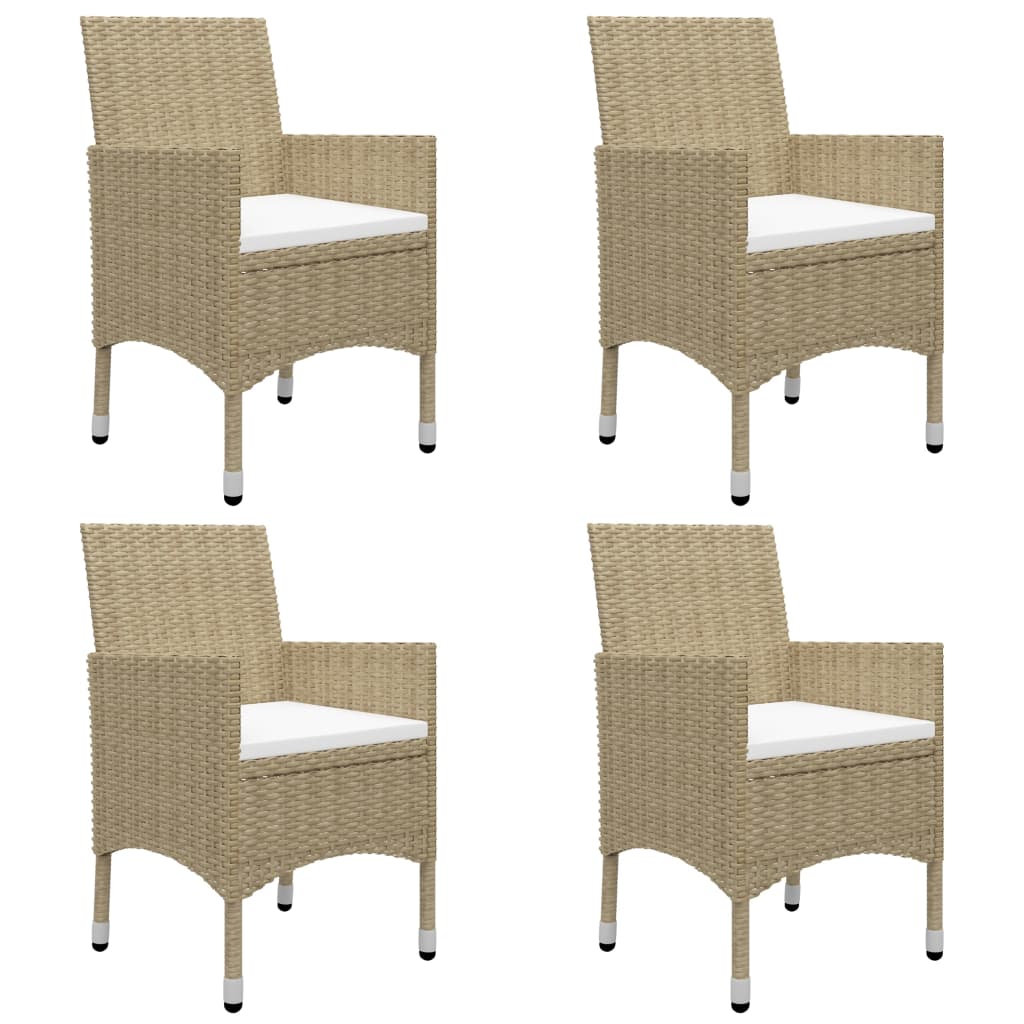 vidaXL Σετ Τραπεζαρίας Κήπου 5 Τεμαχίων Μπεζ από Συνθετικό Ρατάν/Γυαλί