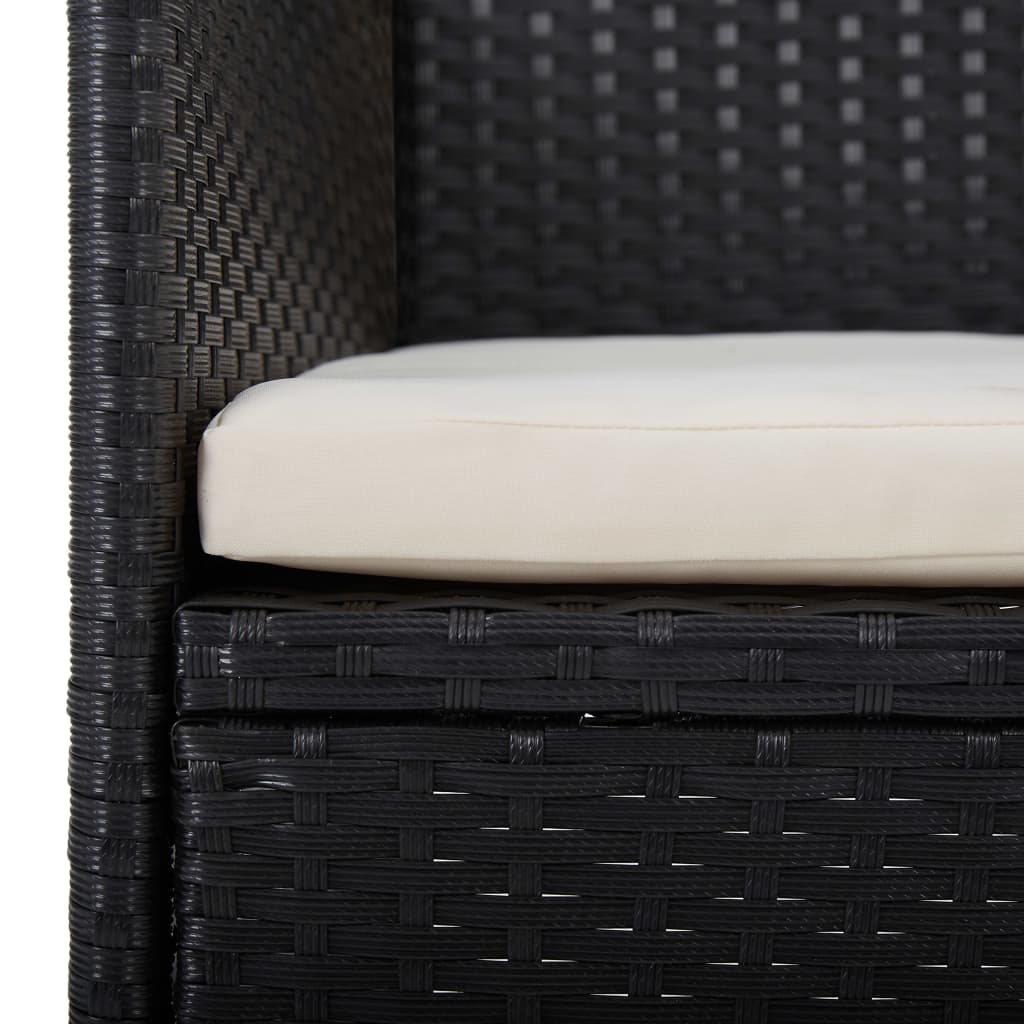 vidaXL Σετ Τραπεζαρίας Κήπου 5 Τεμαχίων Μαύρο Συνθ. Ρατάν/Ξύλο Ακακίας