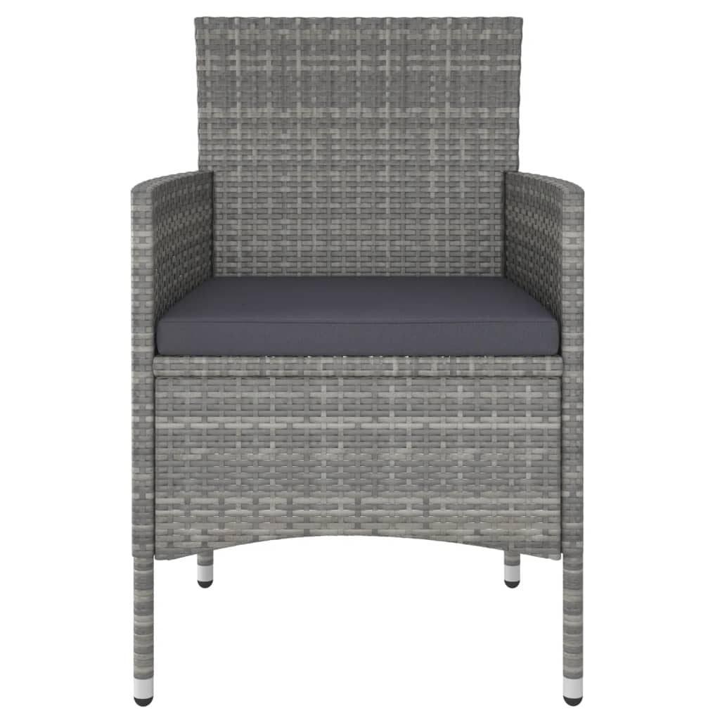 vidaXL Τραπεζαρία Κήπου Σετ 5 Τεμαχίων Γκρι Συνθ. Ρατάν / Ψημένο Γυαλί