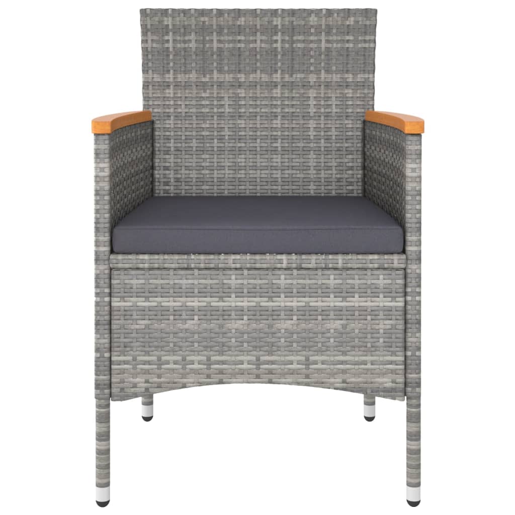 vidaXL Τραπεζαρία Κήπου Σετ 5 Τεμαχίων Γκρι Συνθ. Ρατάν / Ψημένο Γυαλί