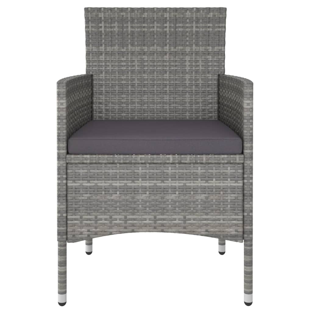 vidaXL Τραπεζαρία Κήπου Σετ 5 Τεμαχίων Γκρι Συνθ. Ρατάν / Ψημένο Γυαλί