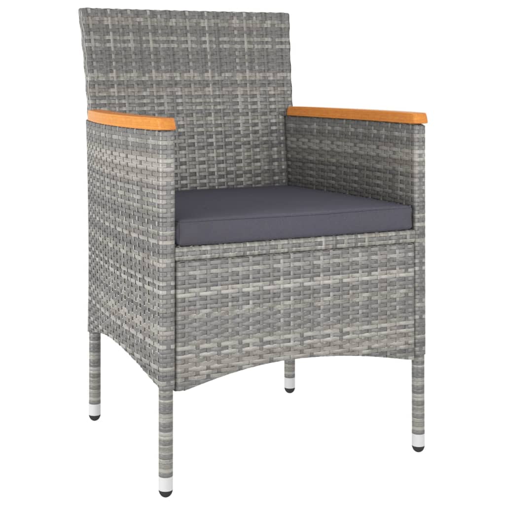 vidaXL Σετ Επίπλων Bistro Κήπου 5 τεμ. Γκρι Συνθ. Ρατάν/Ψημένο Γυαλί