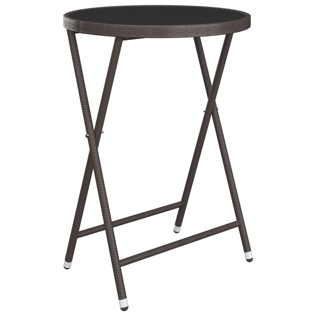 vidaXL Σετ Επίπλων Bistro Κήπου 3 τεμ. Καφέ Συνθ. Ρατάν/Ψημένο Γυαλί