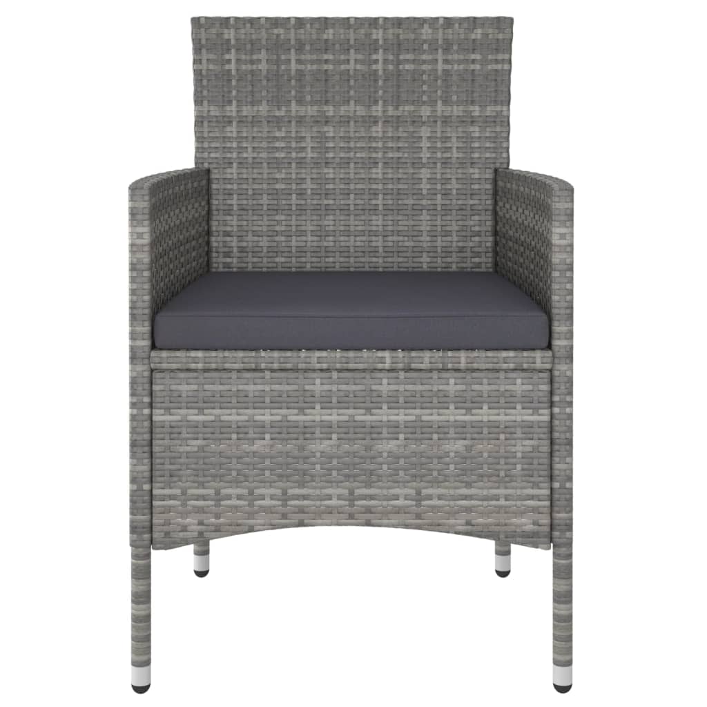 vidaXL Σετ Επίπλων Bistro Κήπου 5 τεμ. Γκρι Συνθ. Ρατάν/Ψημένο Γυαλί