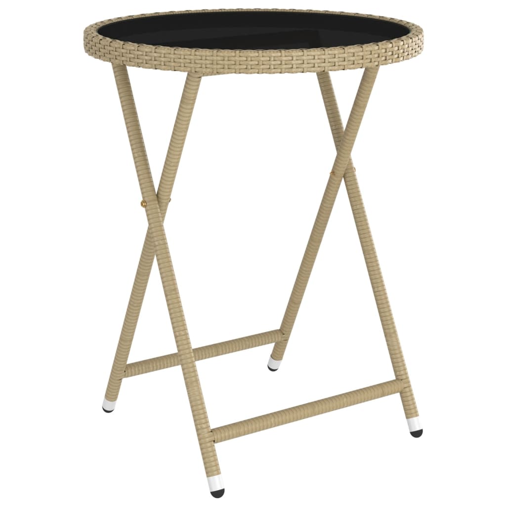 vidaXL Σετ Επίπλων Bistro Κήπου 5 τεμ. Μπεζ Συνθ. Ρατάν/Ψημένο Γυαλί