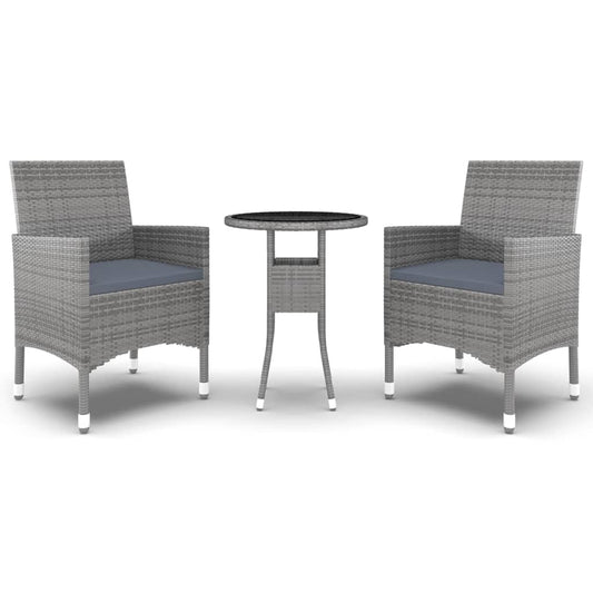 vidaXL Σετ Τραπεζαρίας Κήπου 3 Τεμαχίων Γκρι από Συνθετικό Ρατάν