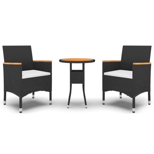 vidaXL Σετ Επίπλων Bistro Κήπου 3 τεμ. Μαύρο από Συνθετικό Ρατάν