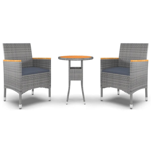 vidaXL Σετ Τραπεζαρίας Κήπου 3 Τεμαχίων Γκρι από Συνθετικό Ρατάν