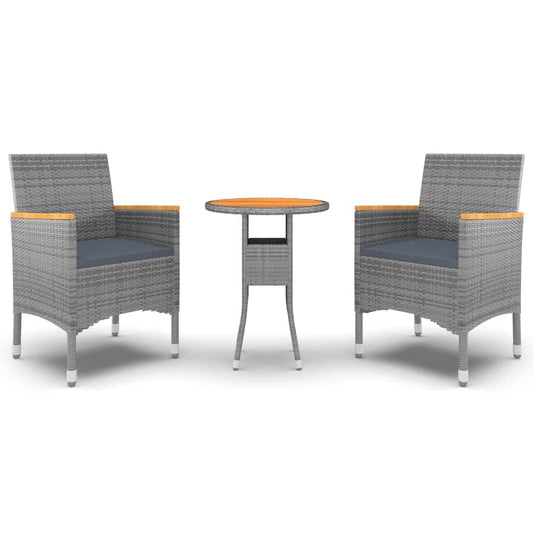 vidaXL Σετ Τραπεζαρίας Κήπου 3 Τεμαχίων Γκρι από Συνθετικό Ρατάν