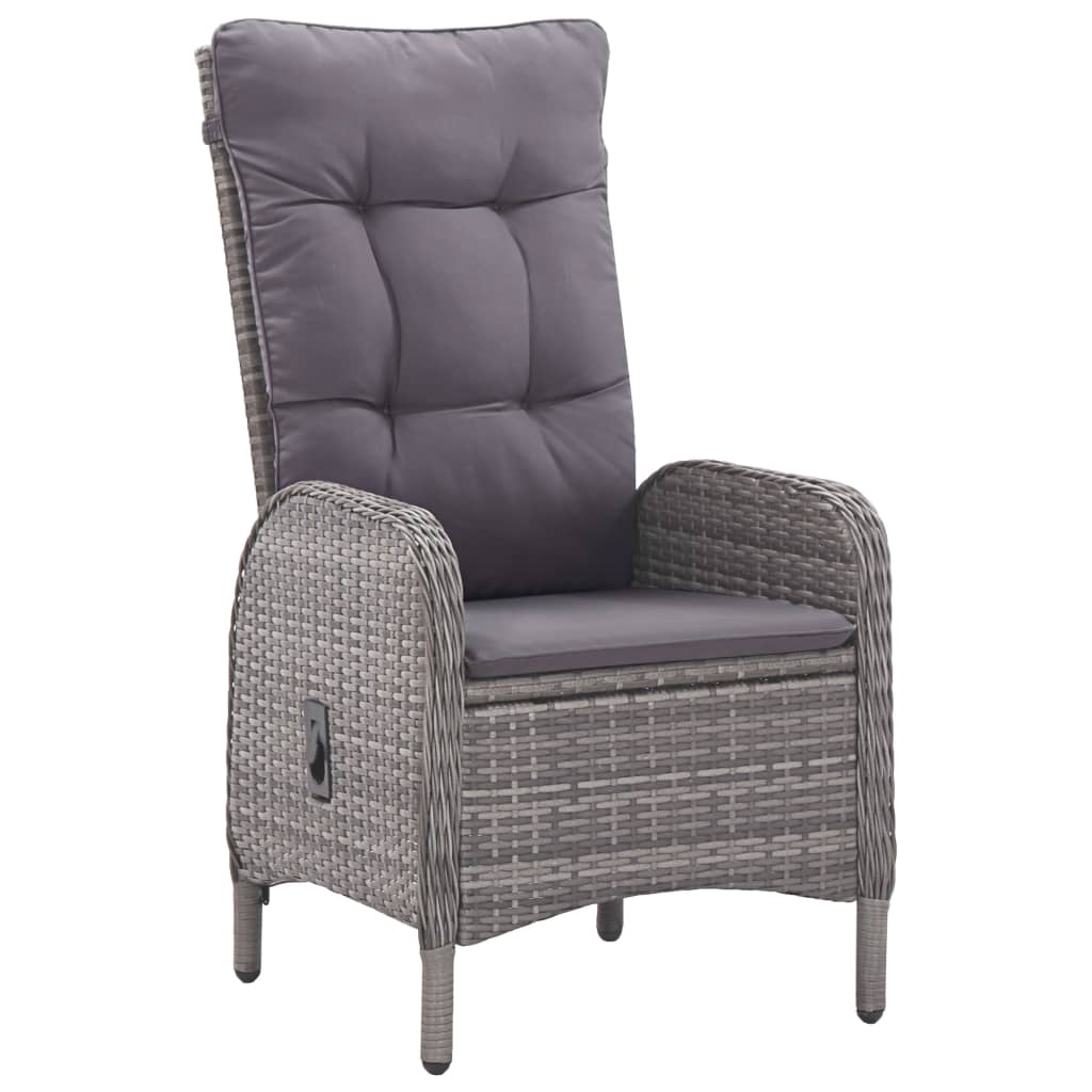 vidaXL Σετ Τραπεζαρίας Κήπου 3 Τεμαχίων Γκρι Συνθετικό Ρατάν/Γυαλί