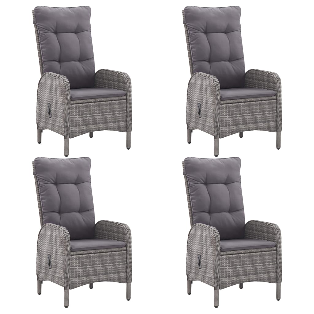 vidaXL Σετ Τραπεζαρίας Κήπου 5 Τεμαχίων Γκρι Συνθετικό Ρατάν/Γυαλί